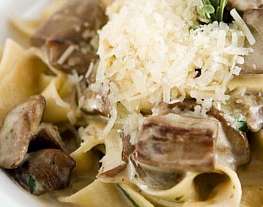 Спагетти с белыми грибами