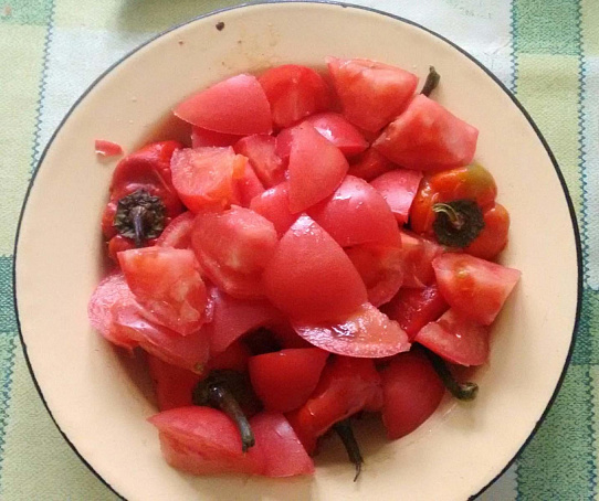 Печеный красный перец с розовыми помидорами и луком по‑болгарски, gtxtysq rhаcysq gthtw c hjpjdsvb gjvbljhаvb b kerjv gj‑,jkuаhcrb