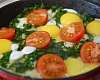 Яичница с перепелиными яйцами, шпинатом и помидорами черри - рецепт с фото, рецепт приготовления в домашних условиях