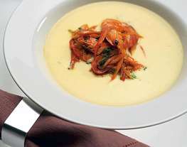 Крем-суп с кинзой и креветками
