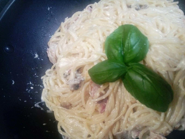 Спагетти с соусом карбонара, cgаutnnb c cjecjv rаh,jyаhа