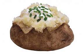 Запеченные половинки картофеля с сыром грюйер и шнитт-луком