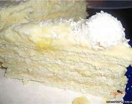 Нежный кокосовый торт со сметанным кремом
