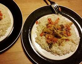 Рис с грибами и сметаной