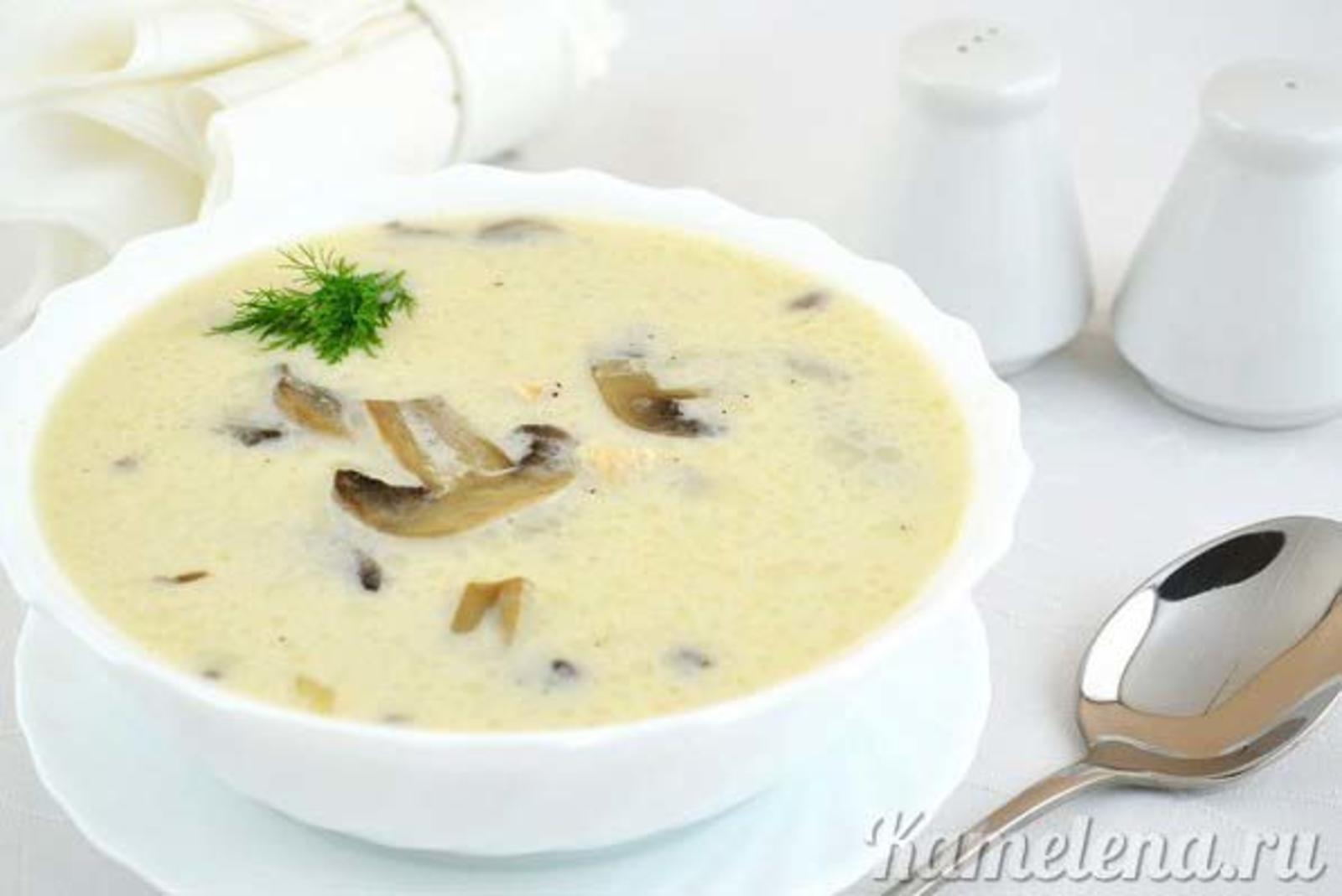 Суп-пюре грибной с плавленным сыром